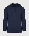 Heather Navy Active Comfort Pullover Hoodie with hood, drawstrings, and kangaroo pocket.