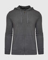 Charcoal Heather Active Comfort Full Zip Hoodie with front pockets and drawcord hood.