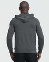 Back view of Charcoal Heather Active Comfort Full Zip Hoodie worn by model.