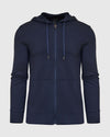 Dark Heather Navy Active Comfort Full Zip Hoodie with adjustable hood and pockets.