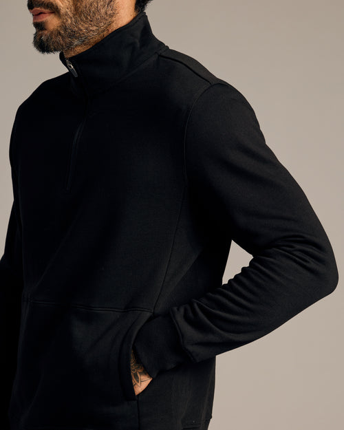 Black Half Zip Fleece Sweatshirt