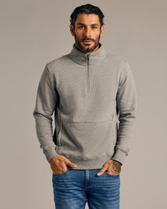 True ClassicMedium Heather Gray Half Zip Fleece Sweatshirt