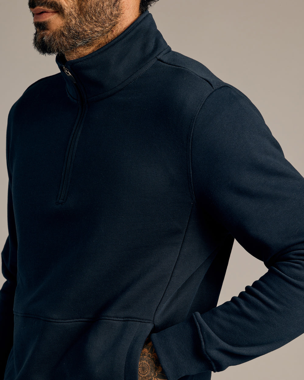 Navy Half Zip Fleece Sweatshirt