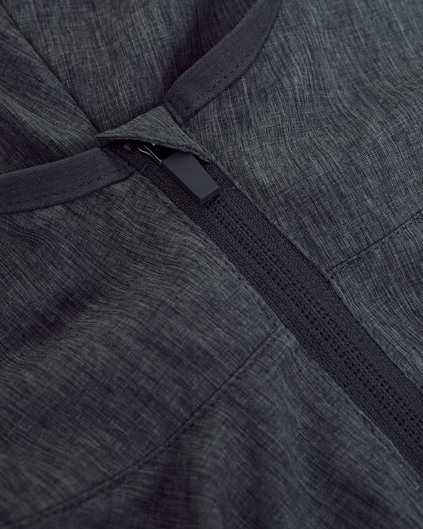 Charcoal Heather Gray Active Shell Jacket with black zipper closure.