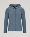 Heather Navy Active Shell Jacket with hood, zip pockets, streamlined design.