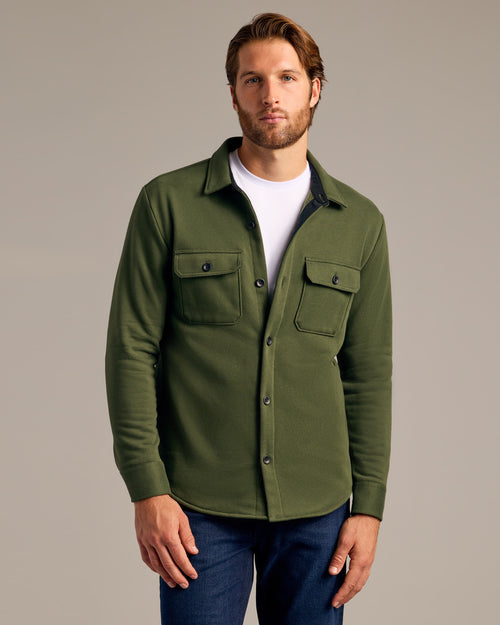 Dark Olive Fleece Shirt Jacket