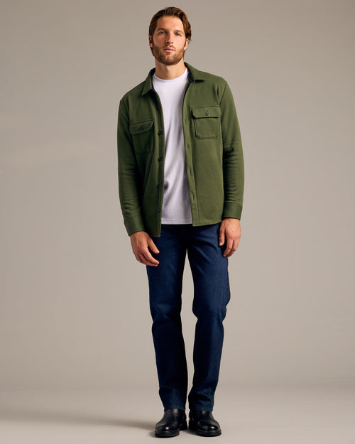 Dark Olive Fleece Shirt Jacket