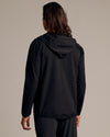 Black Tech Windbreaker shown from the back, hood down.