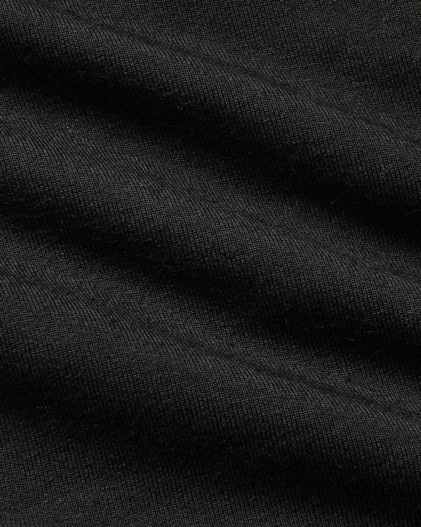 Macro shot of Womens Black Slouch Pullover Crew's ribbed knit fabric.