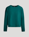 Womens Deep Emerald Slouch Pullover Crew, long-sleeved, ribbed cuffs, dropped-shoulder.