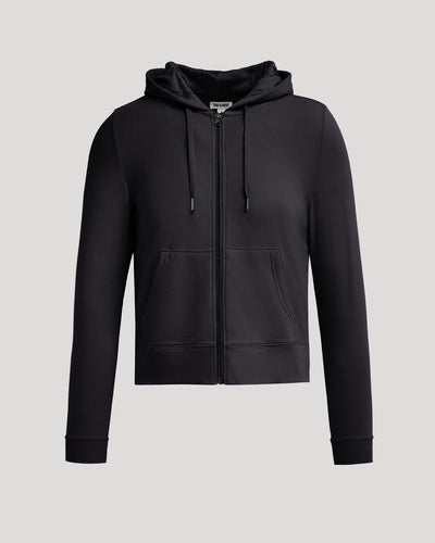 Crop Zip Hoodies - Black