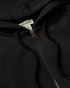 Womens Black Crop Zip Hoodie with metal zipper and drawcords.