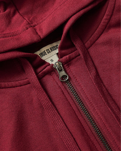 Crop Zip Hoodies - Dark Maroon