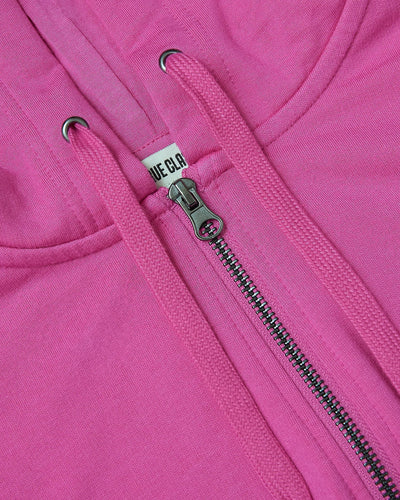 Crop Zip Hoodies - Electric Fuchsia