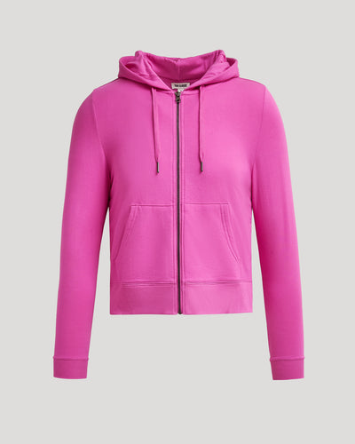 Crop Zip Hoodies - Electric Fuchsia
