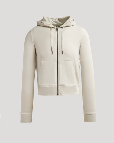 Crop Zip Hoodies - Oatmeal