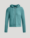 Womens Stormcloud Crop Zip Hoodie with drawstring hood and kangaroo pocket.