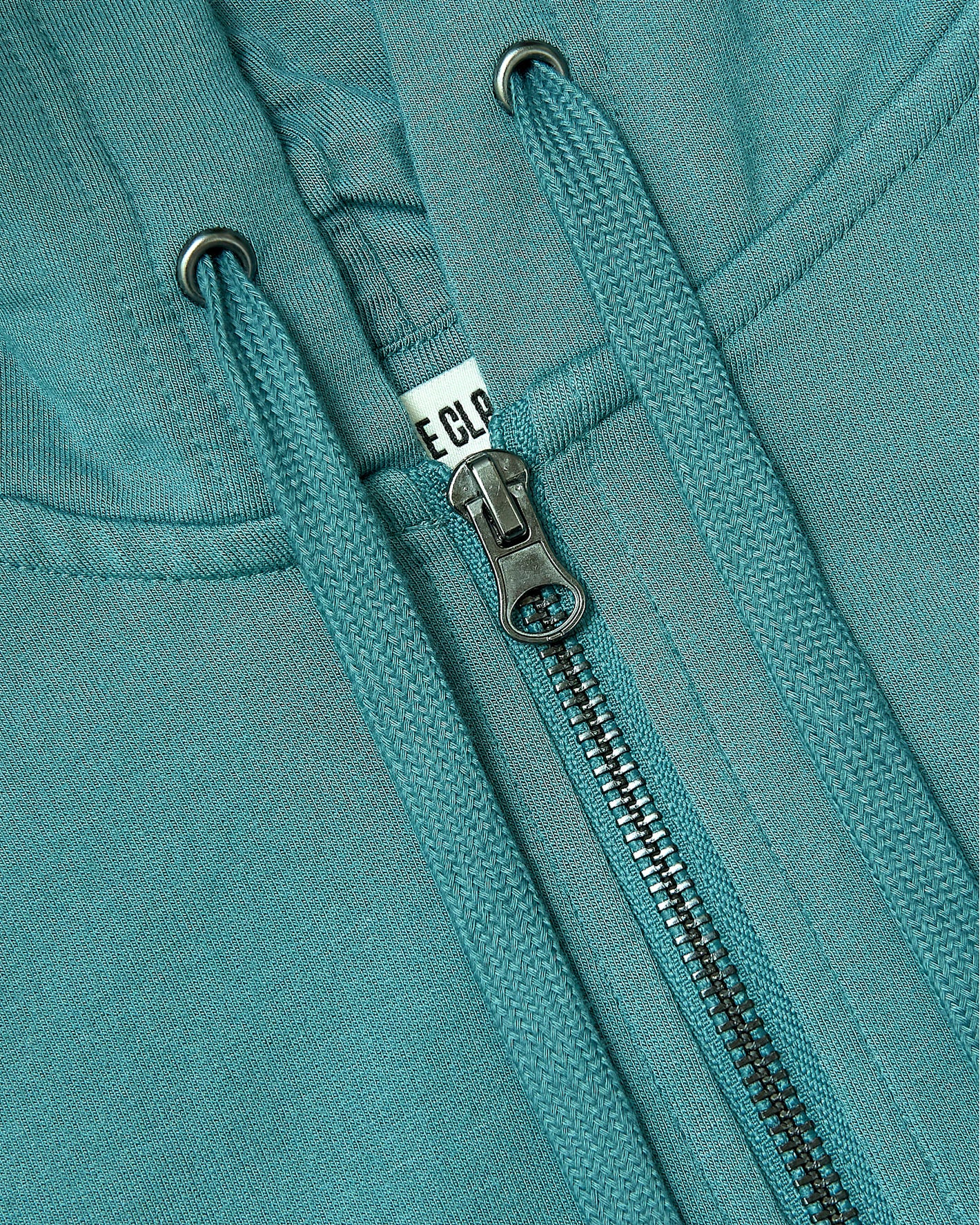 Womens Stormcloud Crop Zip Hoodie with drawcords and metal zipper.