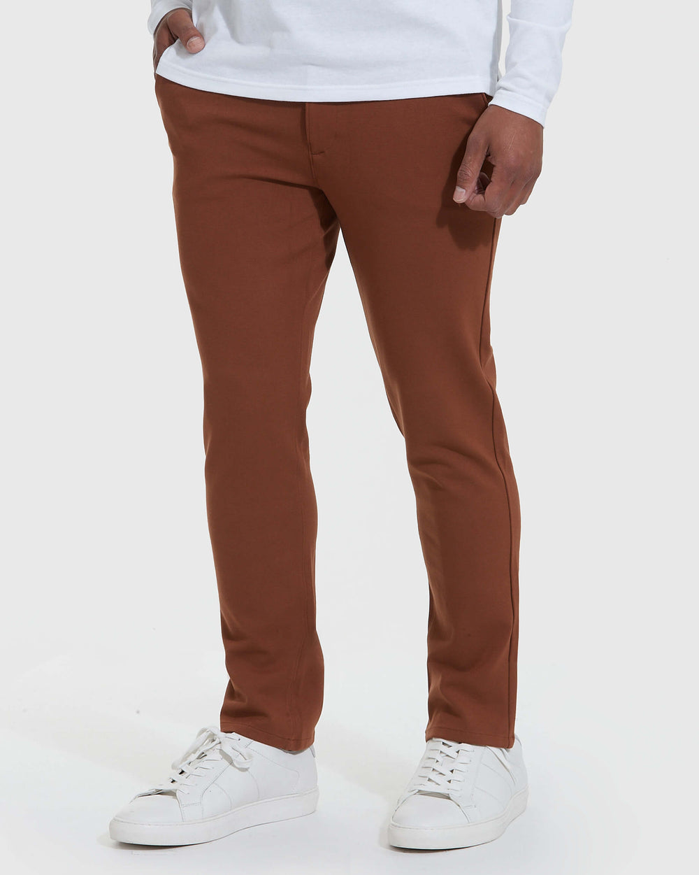 Suede Brown Slim Comfort Knit Chino Pant