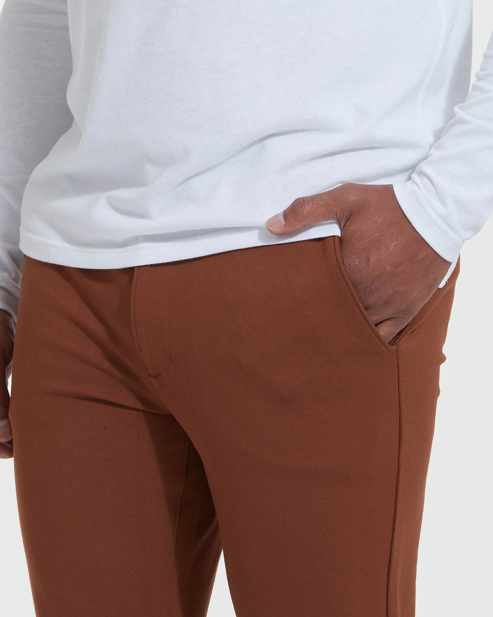 Suede Brown Slim Comfort Knit Chino Pant