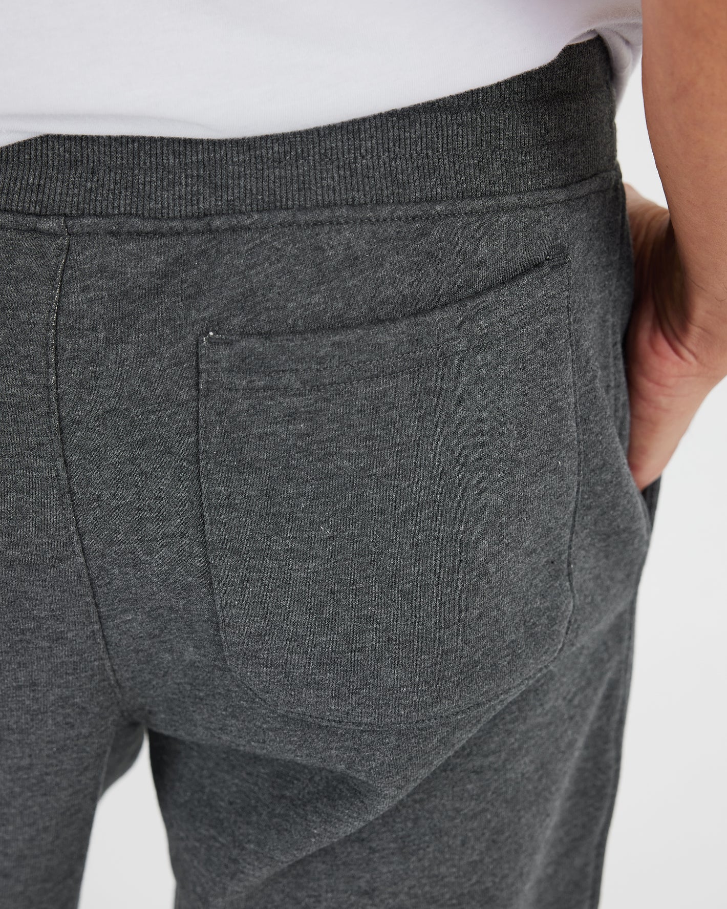 Charcoal Heather Gray Fleece French Terry Joggers 2-Pack close-up: waistband, pocket details.