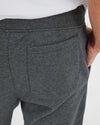 Charcoal Heather Gray Fleece French Terry Joggers with elastic waistband and patch pocket.