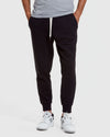 Black Pullover Fleece Hoodie & Jogger 2-Pack modeled with white sneakers.
