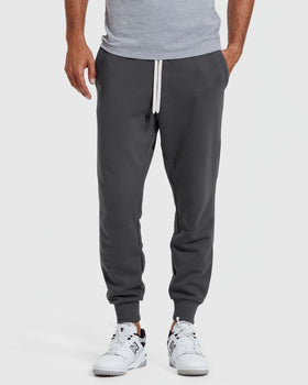 Carbon Fleece French Terry Joggers with sneakers and a T-shirt.