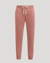 Rose Fleece French Terry Joggers with drawstring, side pockets, and ribbed cuffs.