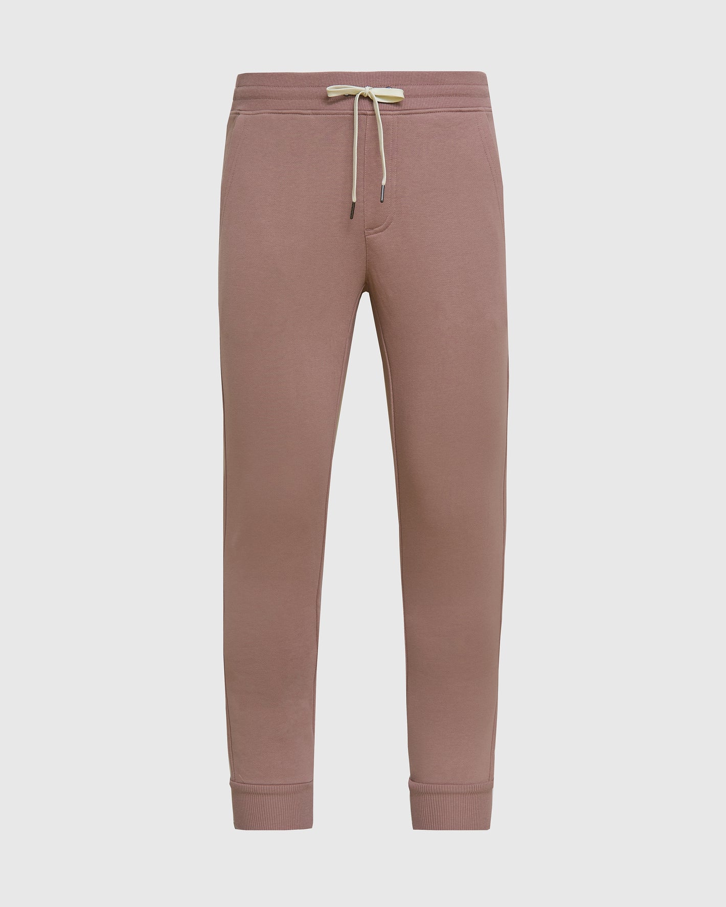 Slate Mauve Fleece French Terry Joggers with elastic waistband and ribbed cuffs.