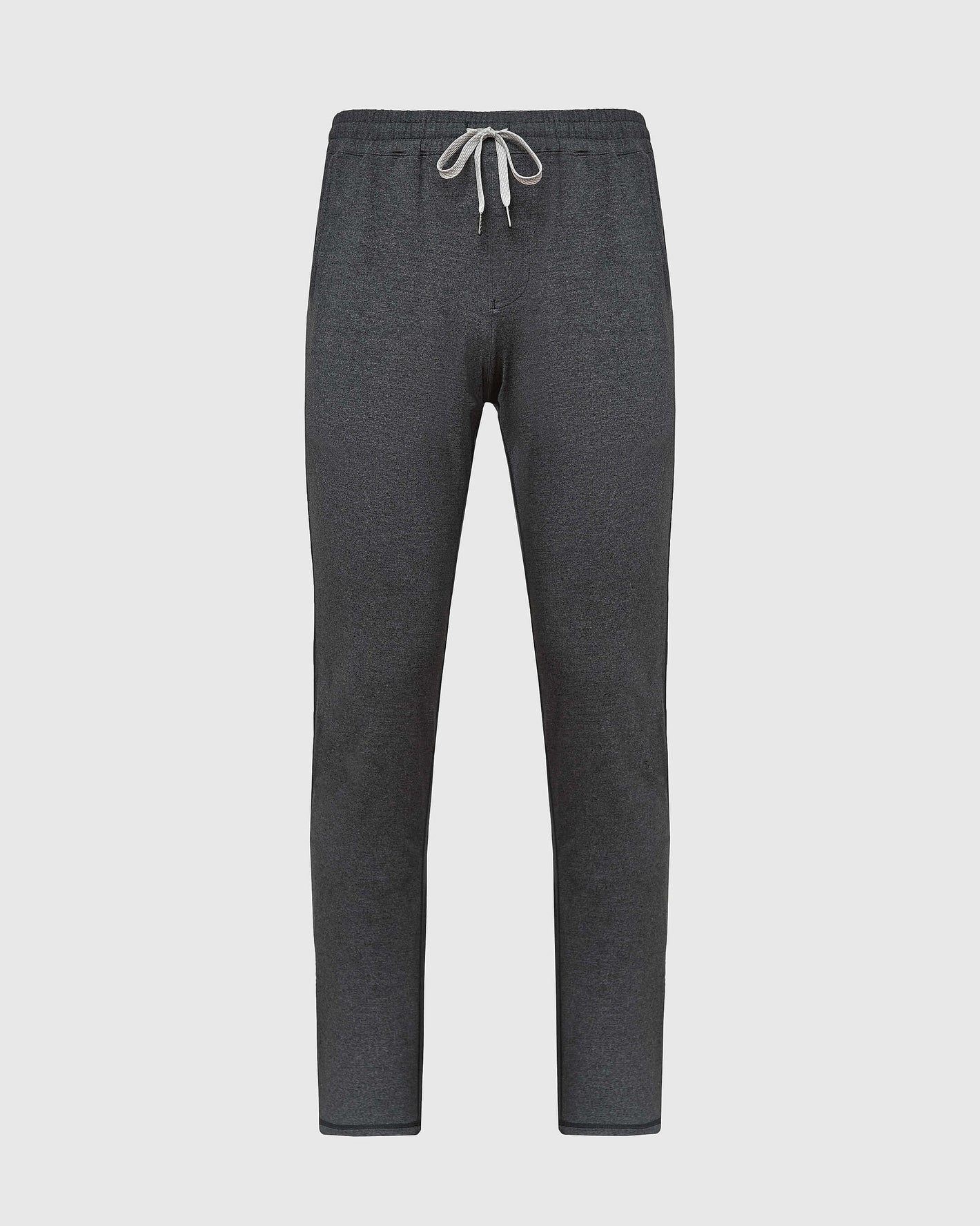 Charcoal Heather Active Comfort Straight Leg Pant with tapered leg and drawstring.