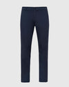 Navy Commuter Pants with slim leg, belt loops, and multiple pockets.