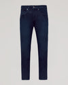 Indigo Rinse Slim Authentic Denim Jeans, front view, showcasing classic style.