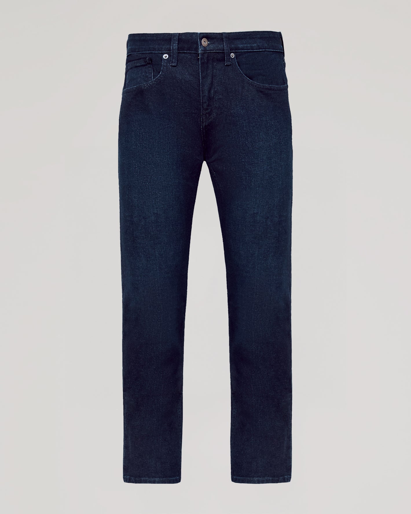 Indigo Rinse Straight Authentic Denim Jeans, classic five-pocket, straight-leg design.