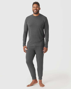 True ClassicCharcoal Heather Gray Loungewear Long Sleeve Tee And Jogger Set