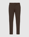 Dark Oak Slim Twill Chino Pant with belt loops and tapered leg.