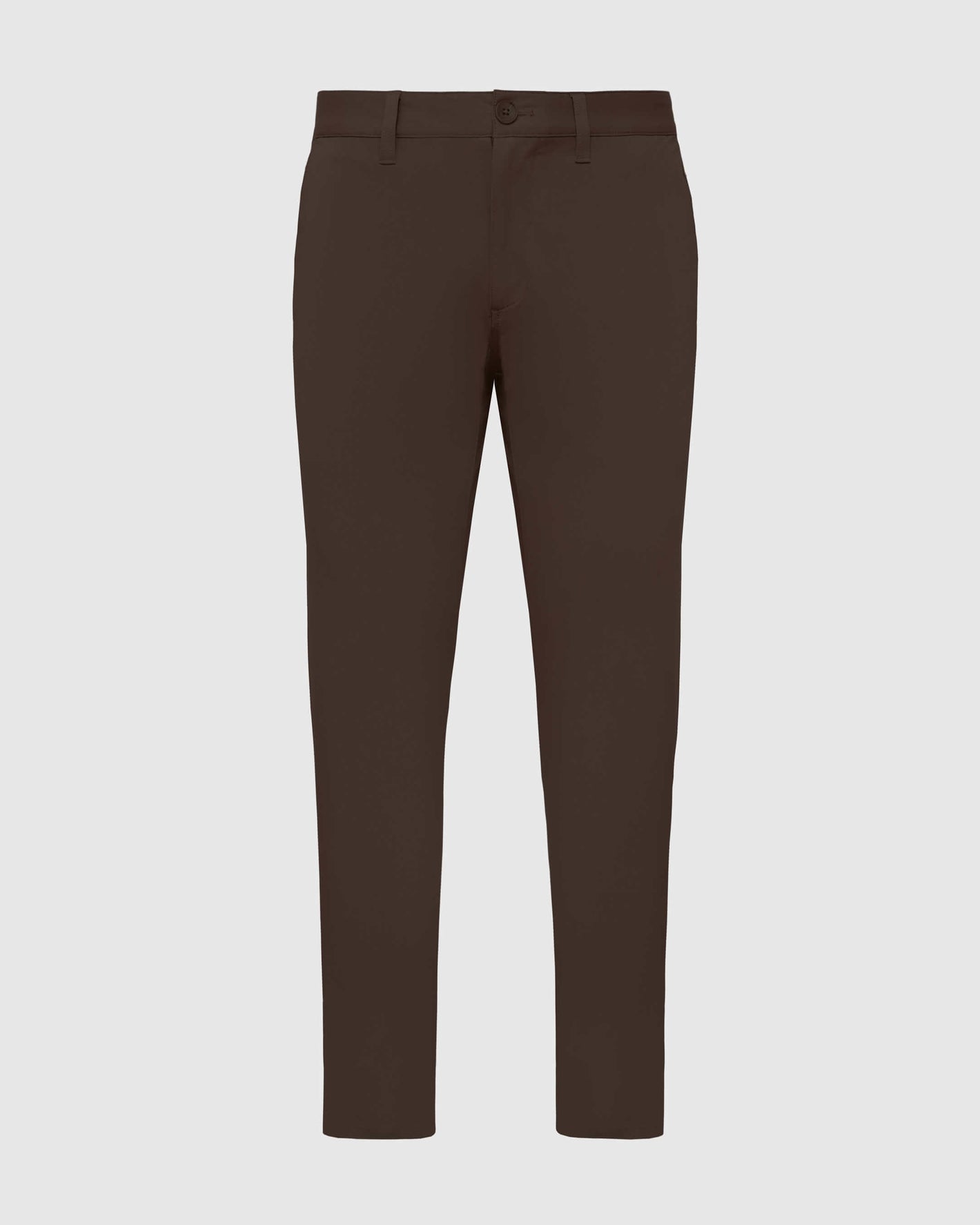 Dark Oak Slim Twill Chino Pant with belt loops and tapered leg.