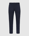 Navy Slim Twill Chino Pant, front view, button-and-zip, tapered leg.