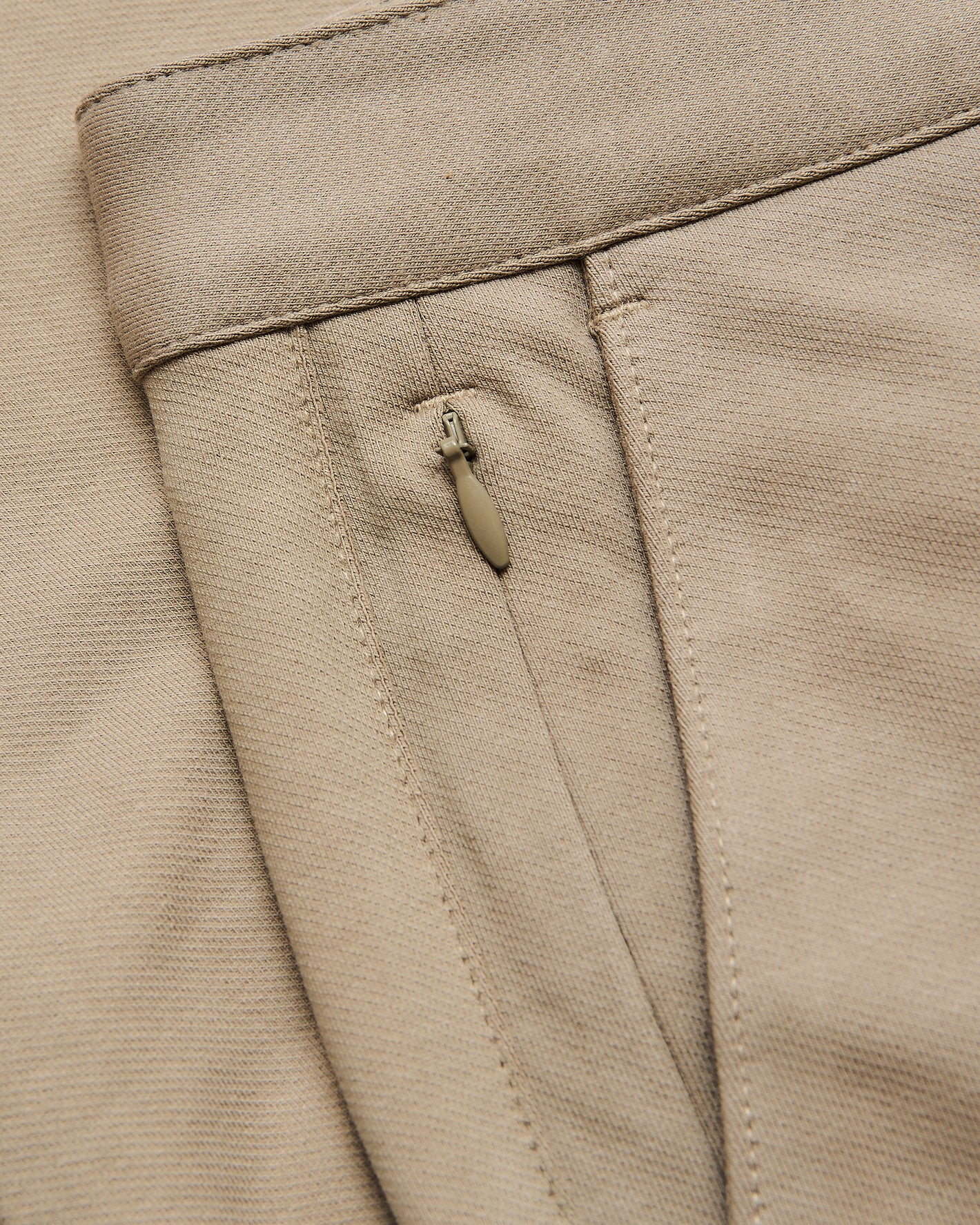 Khaki Straight Chino Pants 2.0 close-up: fabric texture, waistband, zip pocket.
