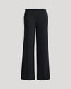 Womens Black Waffle Wide Leg Pants with elastic waistband and loose silhouette.