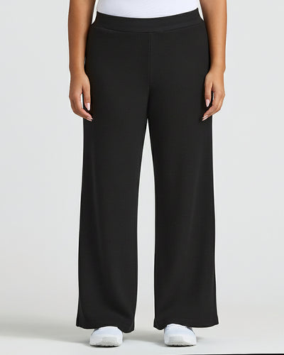 Waffle Wide Leg Pants - Black