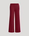 Womens Dark Maroon Waffle Wide Leg Pants with elastic waistband.