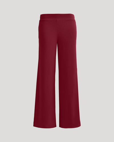 Waffle Wide Leg Pants - Dark Maroon