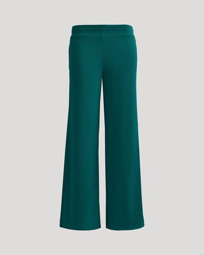 Waffle Wide Leg Pants - Deep Emerald