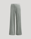 Womens Heather Gray Waffle Wide Leg Pants with elastic waist.