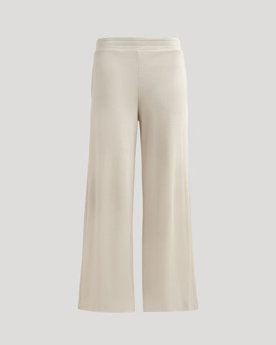 Waffle Wide Leg Pants - Oatmeal