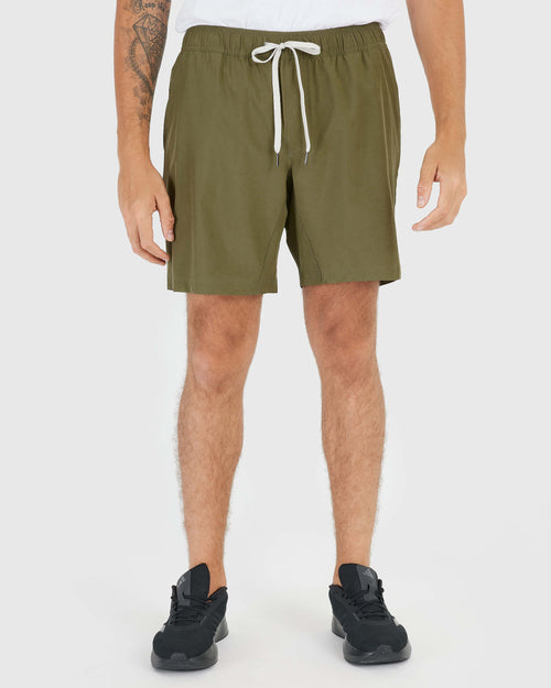 Military Green Active Quick Dry Shorts with Liner