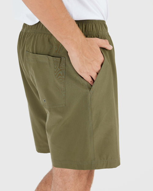 Military Green Active Quick Dry Shorts with Liner