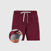 Burgundy Active Performance Short with elastic waistband and grey compression liner.