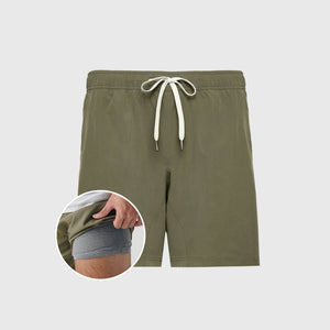 True ClassicMilitary Green Active Quick Dry Shorts with Liner